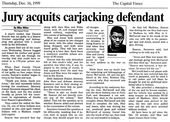 The Capital Times article: Jury acquits carjacking defendant.
